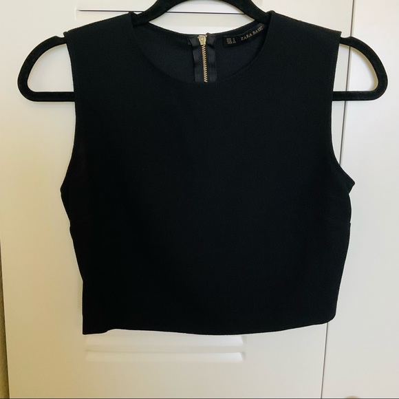 NWT  Zara Black Crop Top with Gold Zipper detail - Picture 3 of 13